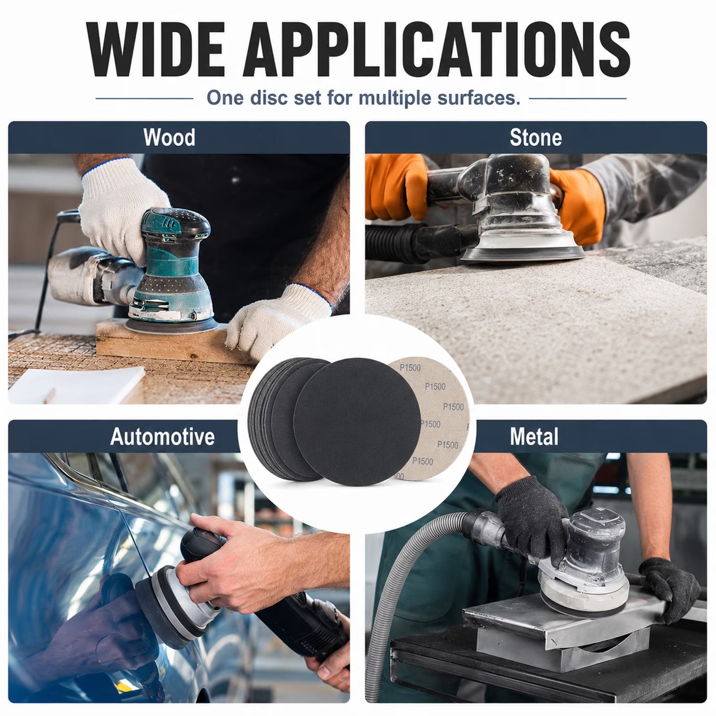 6 Inch Sanding Discs, 50 Pcs Hook and Loop Wet Dry Sandpaper 1000 1500 2000 3000 5000 Grit, Waterproof Silicon Carbide Sand Paper for Random Orbital Sander, Automotive Wood Metal