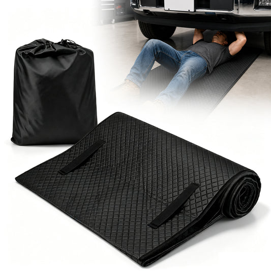 Rolling Creeper Mat, 60"x28" Low Ground Clearance Under Car Mechanic Pad with Storage Bag, Portable 3-Layer Auto Repair Roller Mat for All Vehicles & Terrains, Ground Work Maintenance Tool, Black