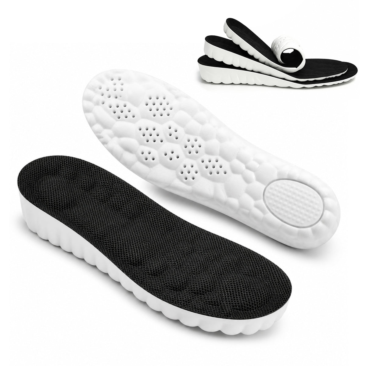 Height Increase Insoles for Men, 1.4 Inch Height Boosters, 4D Cloud Insoles with Memory Foam Cushioning, Trim-to-Fit Shoe Lifts for US Men’s Sizes 7.5-10.5, Black