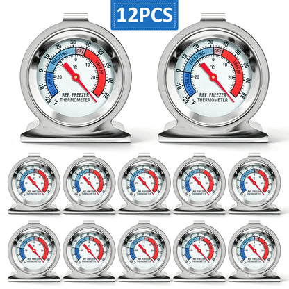 12 Pack Refrigerator Freezer Thermometer, Dual-Scale Large Dial Temperature Gauge with -30~30°C / -20~80°F Measuring Range, Precision Readings Thermometer for Fridge, Freezer and Cooler Daily