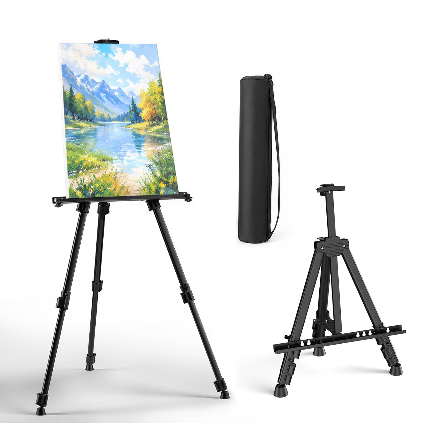 Painting Easel and Display Stand, Adjustable 18-66 Inch Folding Metal Easel Stand for Sign, Portable Tabletop/Floor Canvas Stand for Adults, Teens, Studio, Classroom and Events