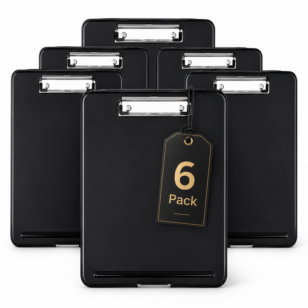 6 Pack Clipboard with Storage,High Capacity Storage Clipboard with Pen Holder,A4 Size,Clip Board with Storage Compartments,Clipboard with Storage for School,Utility,Industrial Office,Black
