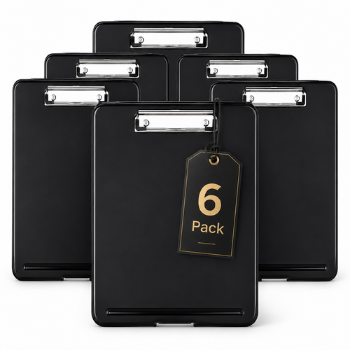 6 Pack Clipboard with Storage,High Capacity Storage Clipboard with Pen Holder,A4 Size,Clip Board with Storage Compartments,Clipboard with Storage for School,Utility,Industrial Office,Black