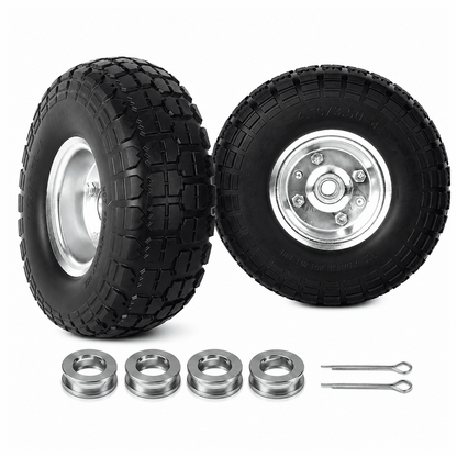 2 Pack 10 Inch 4.10/3.50-4 Tire and Wheel, Flat-Free Hand Truck Wheels for Dolly Carts