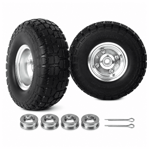 2 Pack 10 Inch 4.10/3.50-4 Tire and Wheel, Flat-Free Hand Truck Wheels for Dolly Carts
