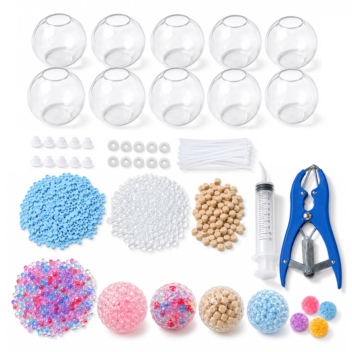 Squishy Making Kit, 15PCS DIY Stress Ball Making Kit with Transparent Squishy Skins, Fillers, Expander Tool & Air Pump, Make Your Own Squishies Sensory Craft Kit for Ages Adult