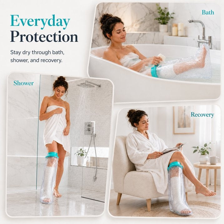 Adult Leg Cast Cover for Shower, Waterproof Foot Protector Boot, Ankle & Knee（7.9-18 inch Diameter）
