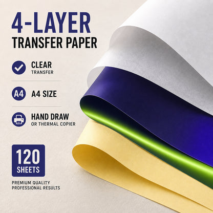 Transfer Paper Tattoo, 120 Sheets 4 Layers A4 Size Tattoo Stencil Printer Paper for Tattoo Supplies