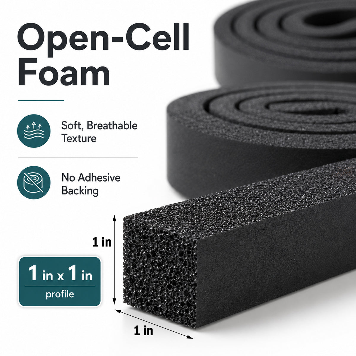 13Ft Air Conditioner Window Seal Kit, 2-Pack 1"x1"x6.5Ft Foam Weather Stripping, Insulation Strip, Noise Reducing, Air Leak Proof, No Glue, Black