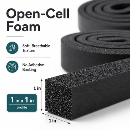13Ft Air Conditioner Window Seal Kit, 2-Pack 1"x1"x6.5Ft Foam Weather Stripping, Insulation Strip, Noise Reducing, Air Leak Proof, No Glue, Black