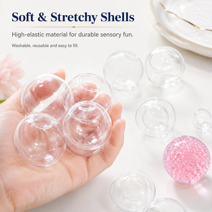 Squishy Making Kit, 15PCS DIY Stress Ball Making Kit with Transparent Squishy Skins, Fillers, Expander Tool & Air Pump, Make Your Own Squishies Sensory Craft Kit for Ages Adult