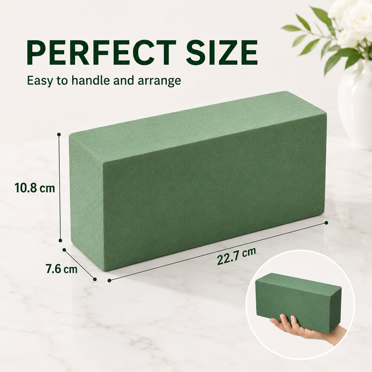 Floral Foam Blocks, 6 Pcs Green Wet & Dry Foam, 9” L x 4.3” W x 3” H for Flower Arrangement, Wedding & Home Decor