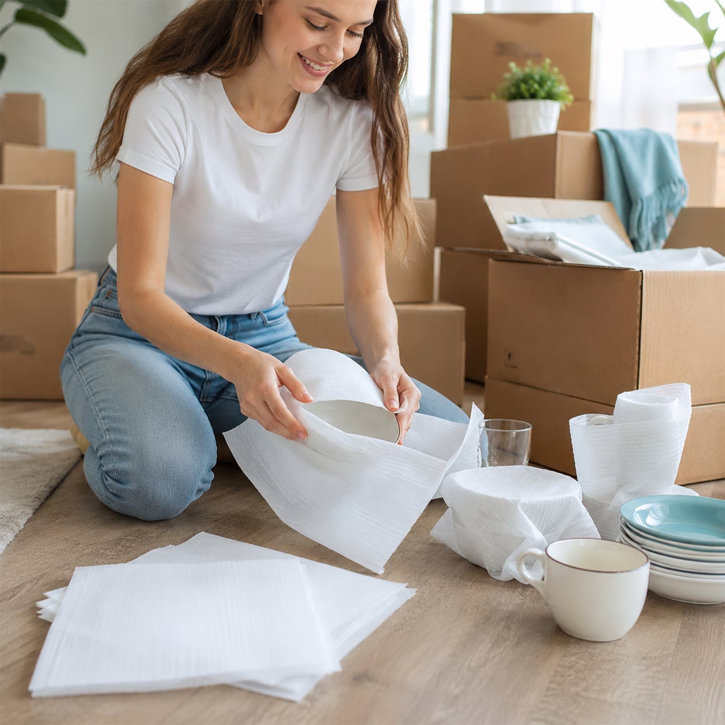 100-Pack Packing Foam Pouches, 8 x 10 in Cushion Sleeves for Dishes, Cups, Glassware and Fragile Items, 0.02 in Thick Packing Supplies for Moving