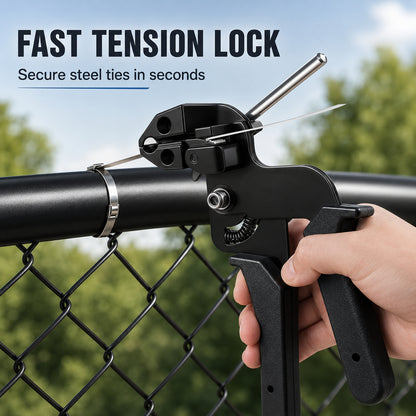 Stainless Steel Cable Tie Gun Kit with 100pcs 11.8inch Heavy Duty Metal Zip Ties, Self-Locking Steel Cable Ties for Fence Exhaust Pipe Farm and Outdoor Use