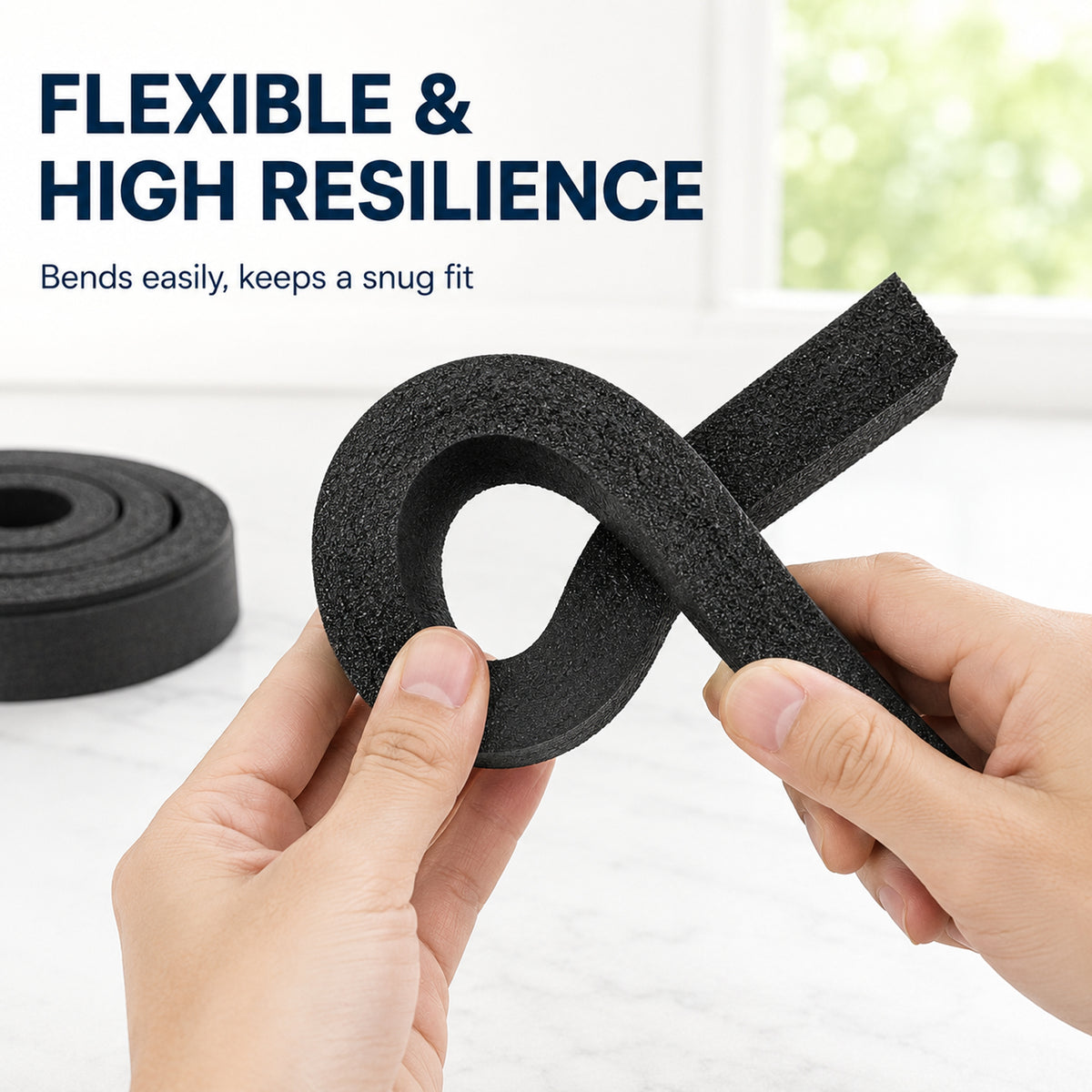 13Ft Air Conditioner Window Seal Kit, 2-Pack 1"x1"x6.5Ft Foam Weather Stripping, Insulation Strip, Noise Reducing, Air Leak Proof, No Glue, Black