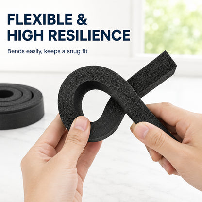 13Ft Air Conditioner Window Seal Kit, 2-Pack 1"x1"x6.5Ft Foam Weather Stripping, Insulation Strip, Noise Reducing, Air Leak Proof, No Glue, Black