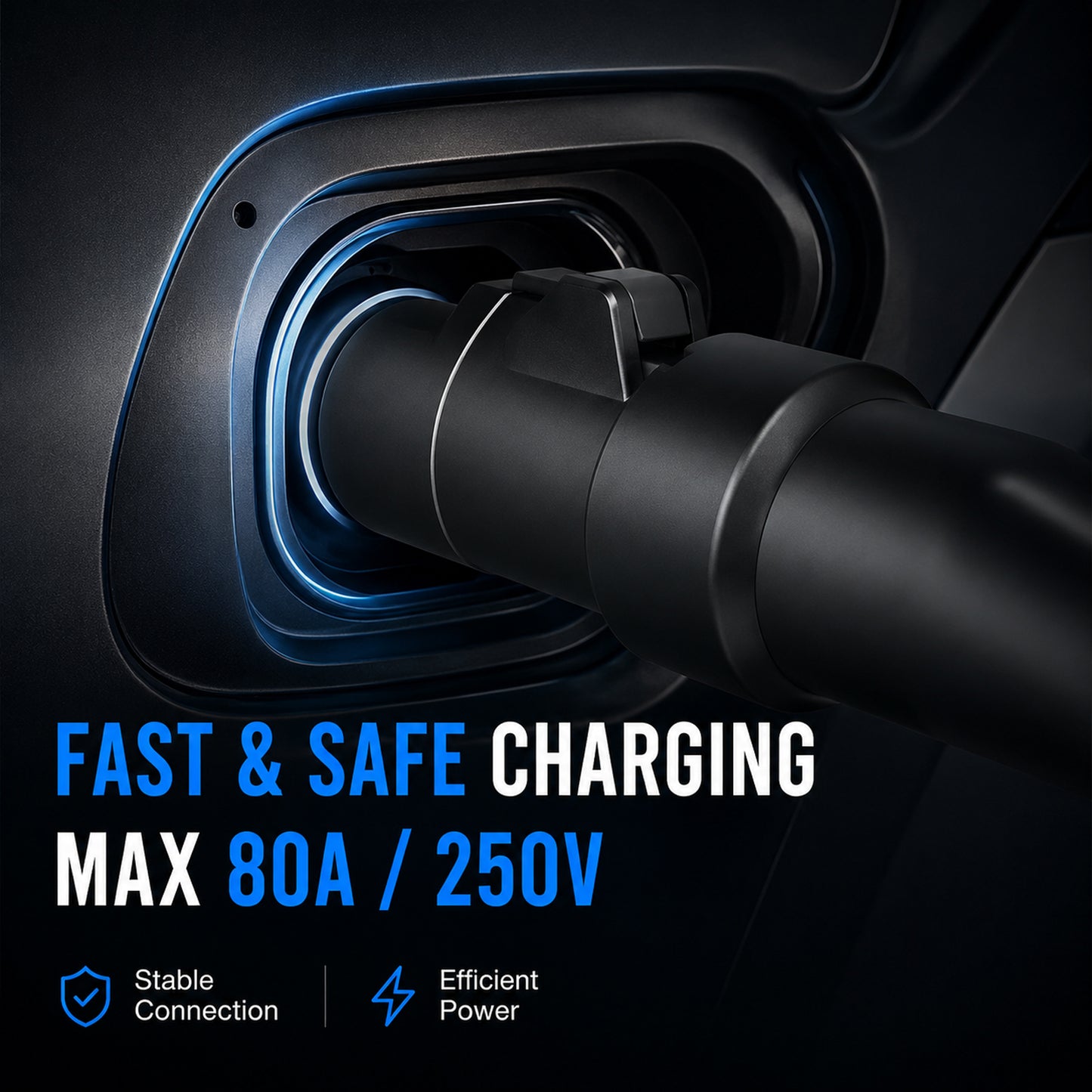 J1772 Compatible with Tesla Charger Adapter, Charging Convertor for Tesla Model 3/Y/X/S, 80A 250V EV Charging Connector, Quick Install & Snug Fit, Only Works for Tesla Vehicles