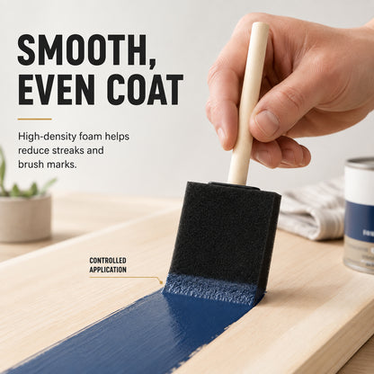100 Pcs Foam Paint Brushes, 2 Inch Wood Handled Sponge Paint Brushes, Disposable Foam Brushes Ideal for Staining, Varnish Application, Art Creation and Multiple DIY Craft Projects, Black