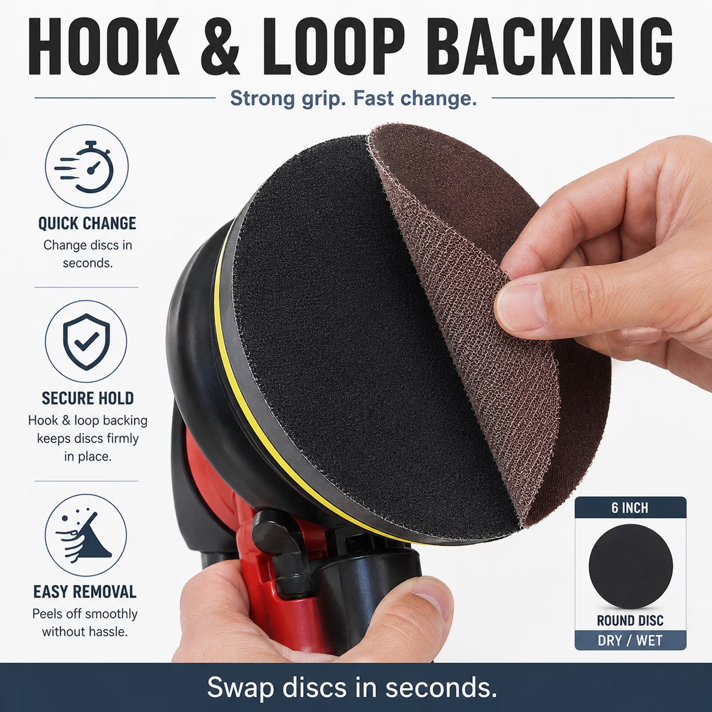 6 Inch Sanding Discs, 50 Pcs Hook and Loop Wet Dry Sandpaper 1000 1500 2000 3000 5000 Grit, Waterproof Silicon Carbide Sand Paper for Random Orbital Sander, Automotive Wood Metal
