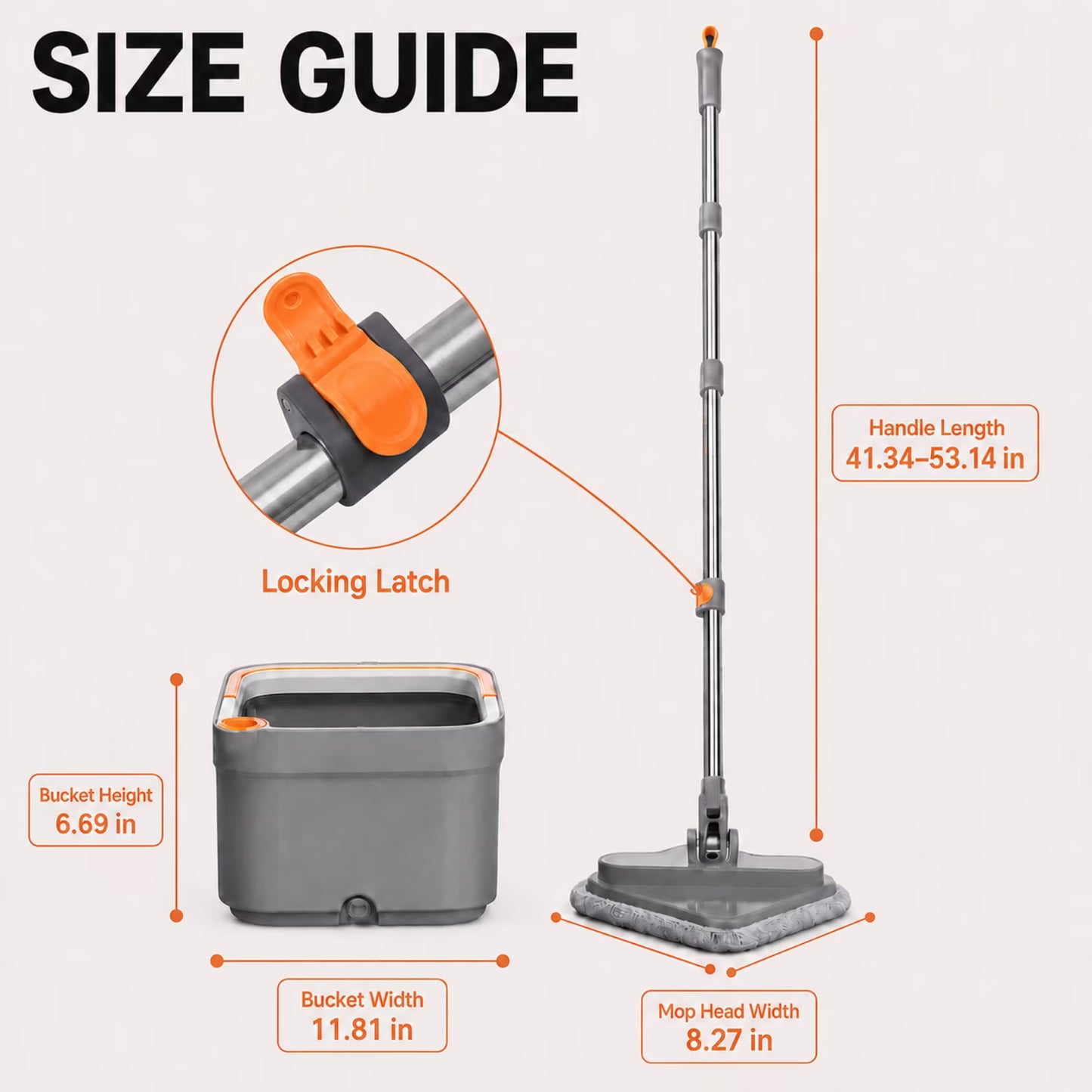 Square Spin Mop and Bucket Set, Clean & Dirty Water Separation, Hands-Free Self-Wringing, 6 Machine Washable Microfiber Pads for Multi-Floor Compatible