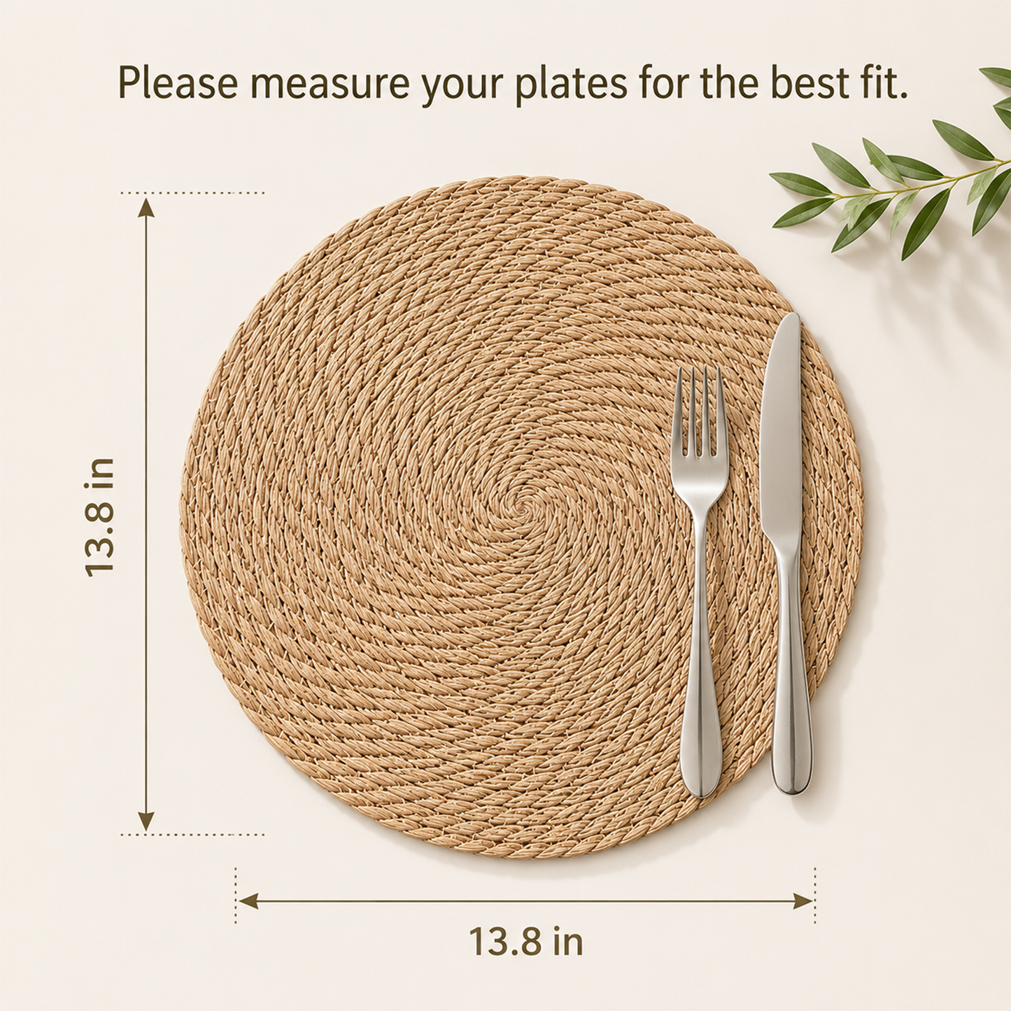 12-Pack Round Woven Placemats — 13.8" Boho Rattan Chargers for Dining Table, Straw Braided Place Mats for Farmhouse & Wedding Decor