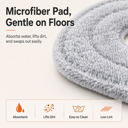 Square Spin Mop and Bucket Set, Clean & Dirty Water Separation, Hands-Free Self-Wringing, 6 Machine Washable Microfiber Pads for Multi-Floor Compatible