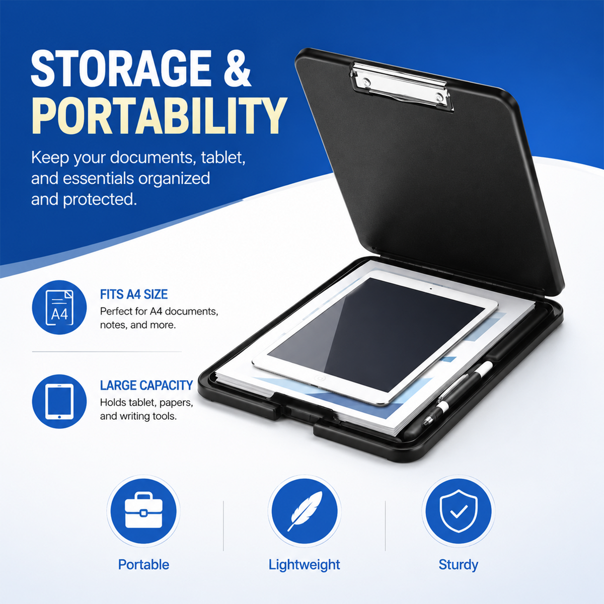 6 Pack Clipboard with Storage,High Capacity Storage Clipboard with Pen Holder,A4 Size,Clip Board with Storage Compartments,Clipboard with Storage for School,Utility,Industrial Office,Black