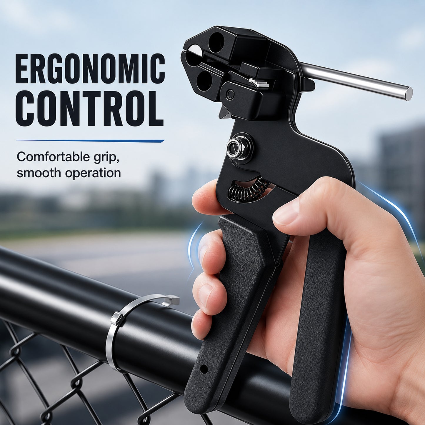 Stainless Steel Cable Tie Gun Kit with 100pcs 11.8inch Heavy Duty Metal Zip Ties, Self-Locking Steel Cable Ties for Fence Exhaust Pipe Farm and Outdoor Use