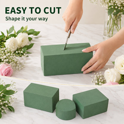 Floral Foam Blocks, 6 Pcs Green Wet & Dry Foam, 9” L x 4.3” W x 3” H for Flower Arrangement, Wedding & Home Decor