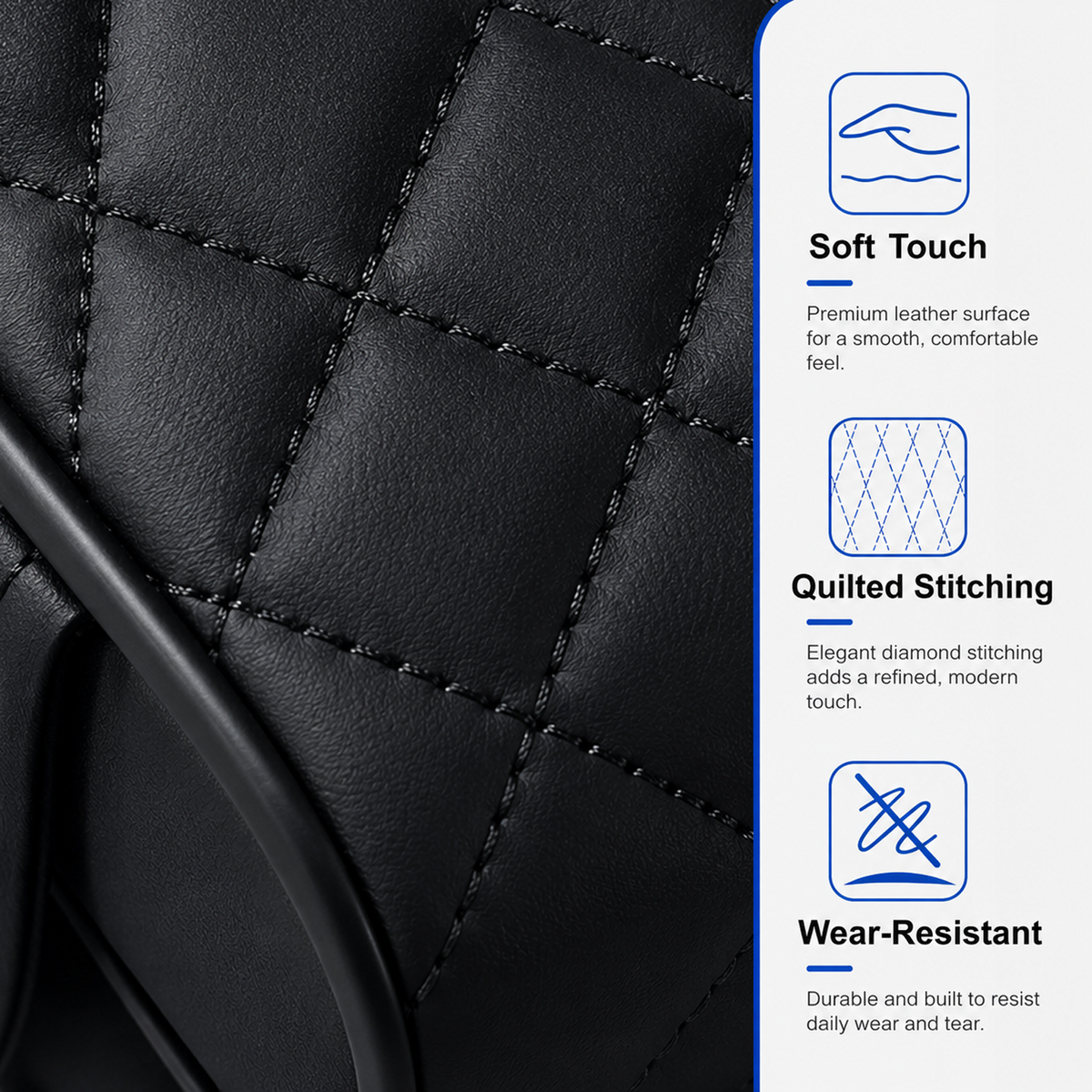 5 in 1 Car Armrest Cover, Black Nappa Leather Center Console Organizer with Car Tissue Holder, Cup Holder, Phone Holder and 2 Storage Pockets, Armrest Cover for Car SUV Sedan Truck