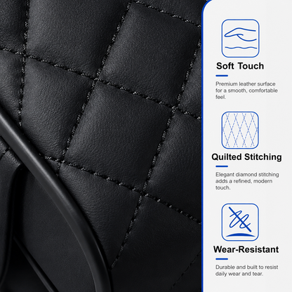 5 in 1 Car Armrest Cover, Black Nappa Leather Center Console Organizer with Car Tissue Holder, Cup Holder, Phone Holder and 2 Storage Pockets, Armrest Cover for Car SUV Sedan Truck