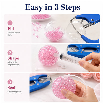Squishy Making Kit, 15PCS DIY Stress Ball Making Kit with Transparent Squishy Skins, Fillers, Expander Tool & Air Pump, Make Your Own Squishies Sensory Craft Kit for Ages Adult