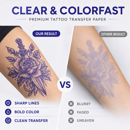 Transfer Paper Tattoo, 120 Sheets 4 Layers A4 Size Tattoo Stencil Printer Paper for Tattoo Supplies