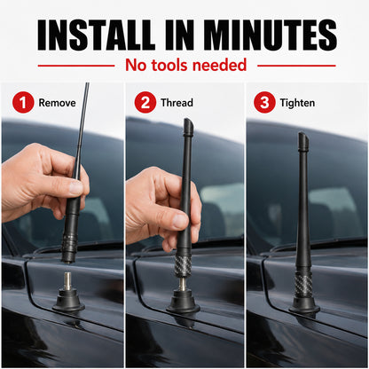 7 Inch Short Stubby Car Antenna Replacement, Compatible with Ford F150 2009-2026 & Bronco 2021-2023, Copper Coil Enhanced Reception, Car Wash Proof Rubber Truck Radio Antenna