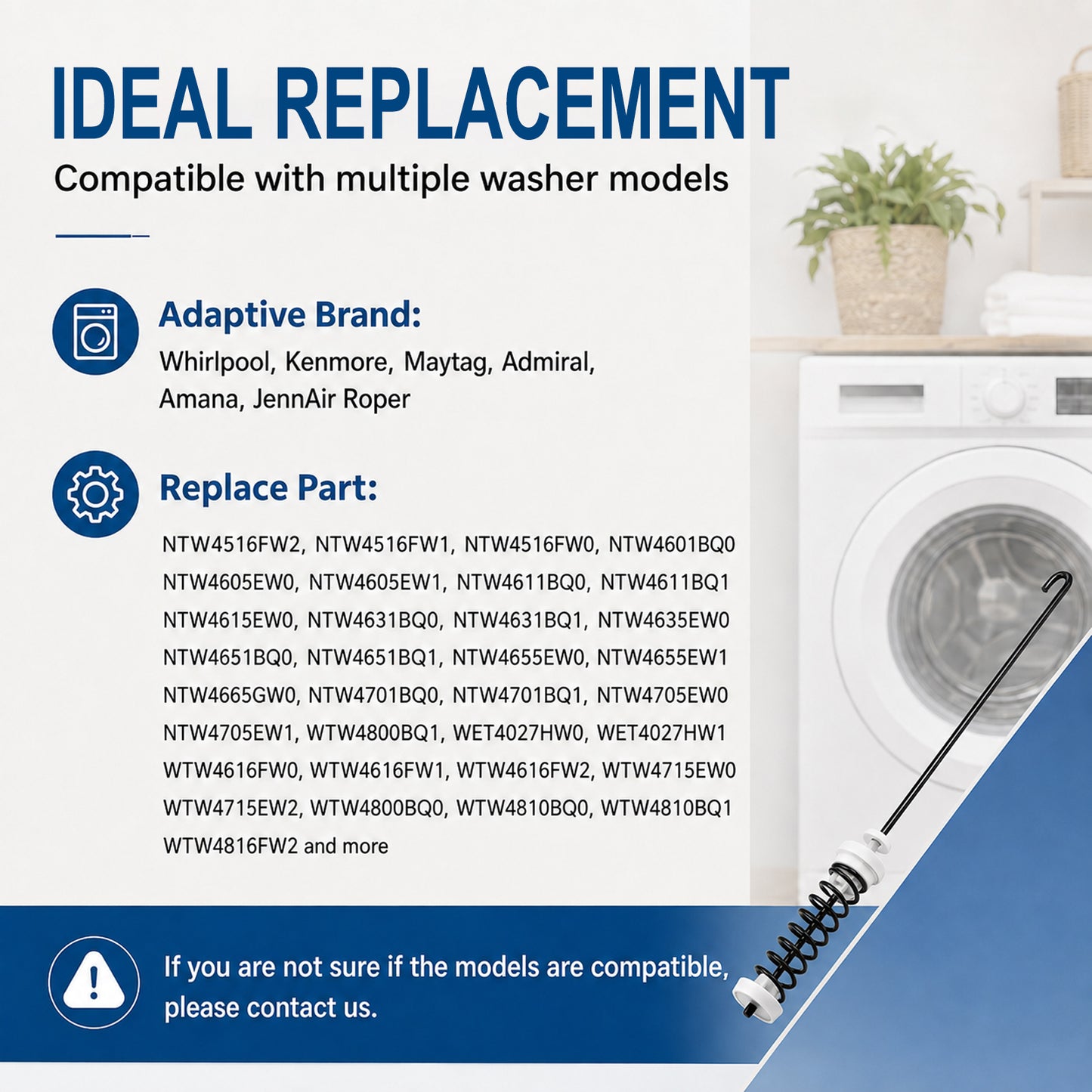 Washer Suspension Rods Kit 4 Pcs, Suspension Rods Compatible with Whirlpool Kenmore Maytag Washer Parts Replacement, Heavy Duty Repair Kit