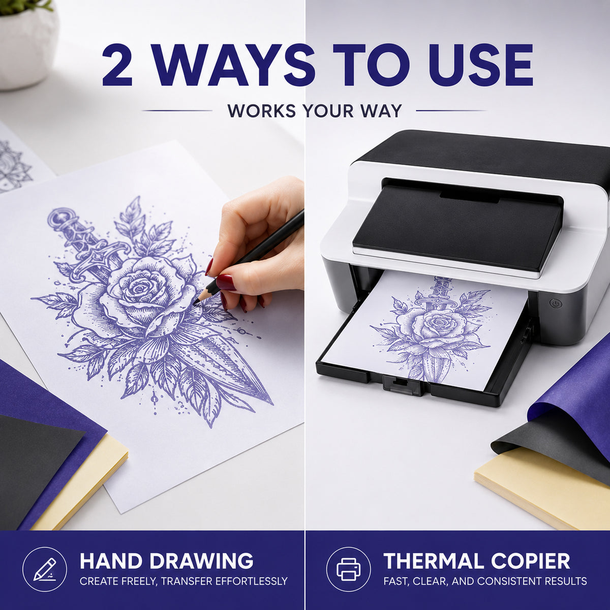 Transfer Paper Tattoo, 120 Sheets 4 Layers A4 Size Tattoo Stencil Printer Paper for Tattoo Supplies
