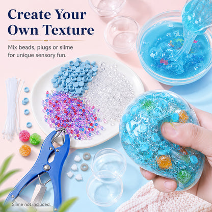 Squishy Making Kit, 15PCS DIY Stress Ball Making Kit with Transparent Squishy Skins, Fillers, Expander Tool & Air Pump, Make Your Own Squishies Sensory Craft Kit for Ages Adult