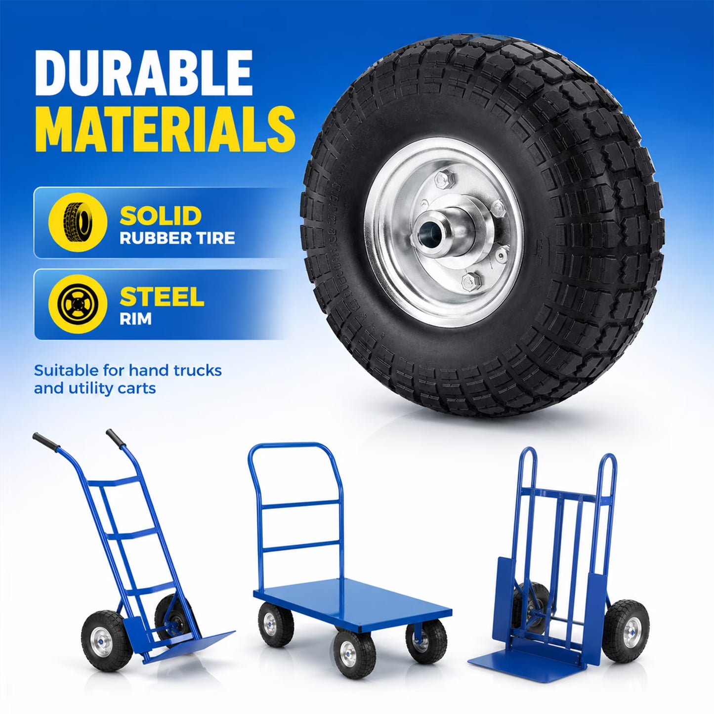 2 Pack 10 Inch 4.10/3.50-4 Tire and Wheel, Flat-Free Hand Truck Wheels for Dolly Carts