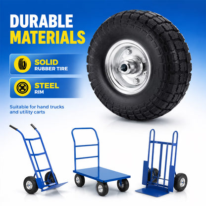 2 Pack 10 Inch 4.10/3.50-4 Tire and Wheel, Flat-Free Hand Truck Wheels for Dolly Carts