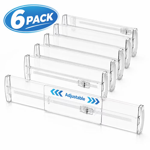 6 Pack 4" Tall Adjustable Drawer Dividers,10"-17" Adjustable Expandable Drawer Divider,Drawer Dividers for Separators for for Clothes,Nursery,Socks,Underwear Storage,Kitchen&Cabinet,Clear