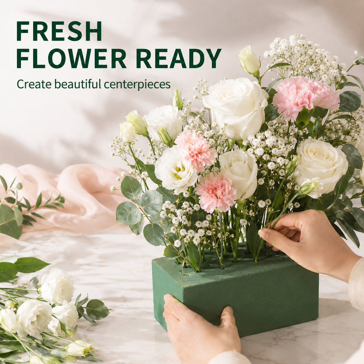 Floral Foam Blocks, 6 Pcs Green Wet & Dry Foam, 9” L x 4.3” W x 3” H for Flower Arrangement, Wedding & Home Decor