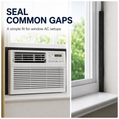 13Ft Air Conditioner Window Seal Kit, 2-Pack 1"x1"x6.5Ft Foam Weather Stripping, Insulation Strip, Noise Reducing, Air Leak Proof, No Glue, Black
