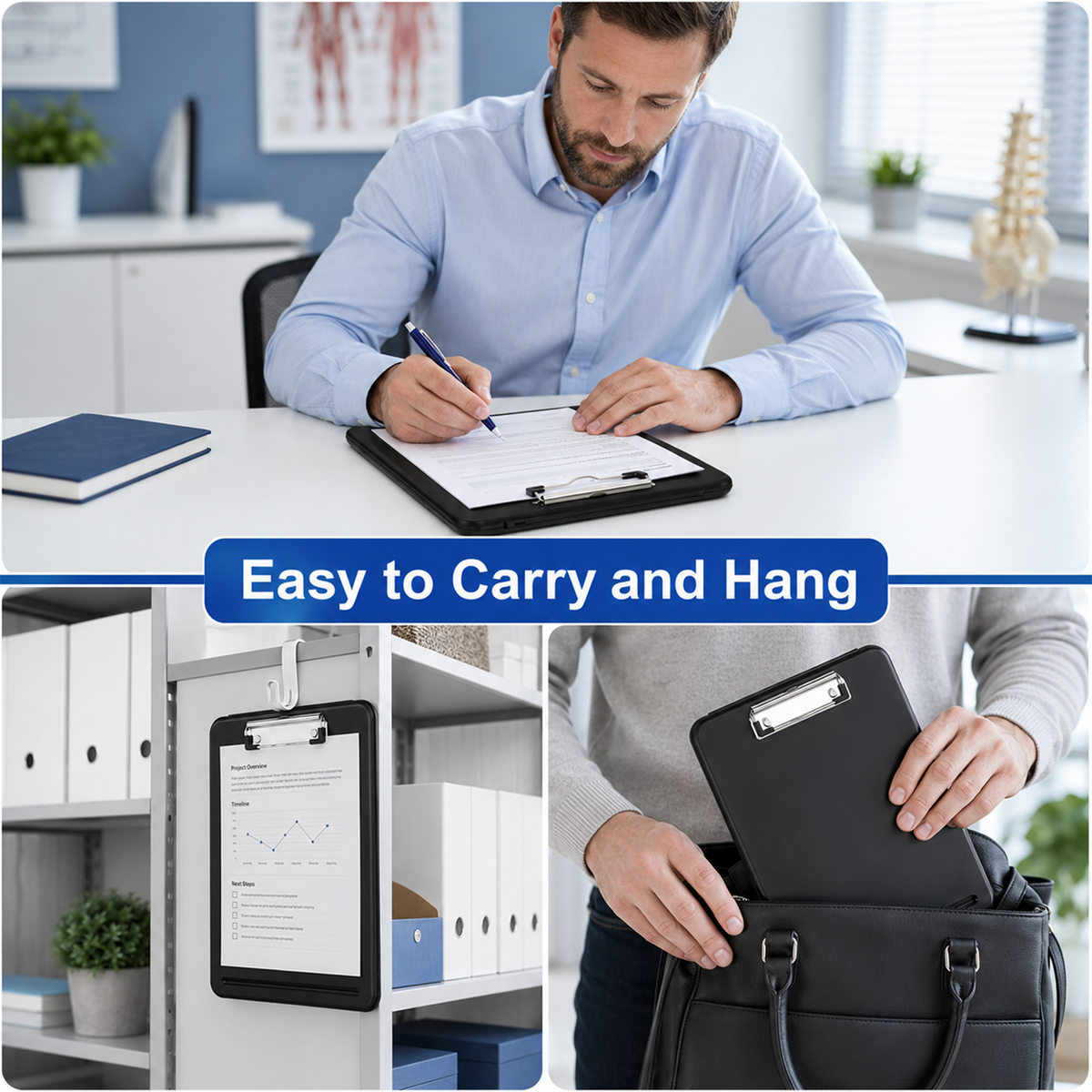 6 Pack Clipboard with Storage,High Capacity Storage Clipboard with Pen Holder,A4 Size,Clip Board with Storage Compartments,Clipboard with Storage for School,Utility,Industrial Office,Black
