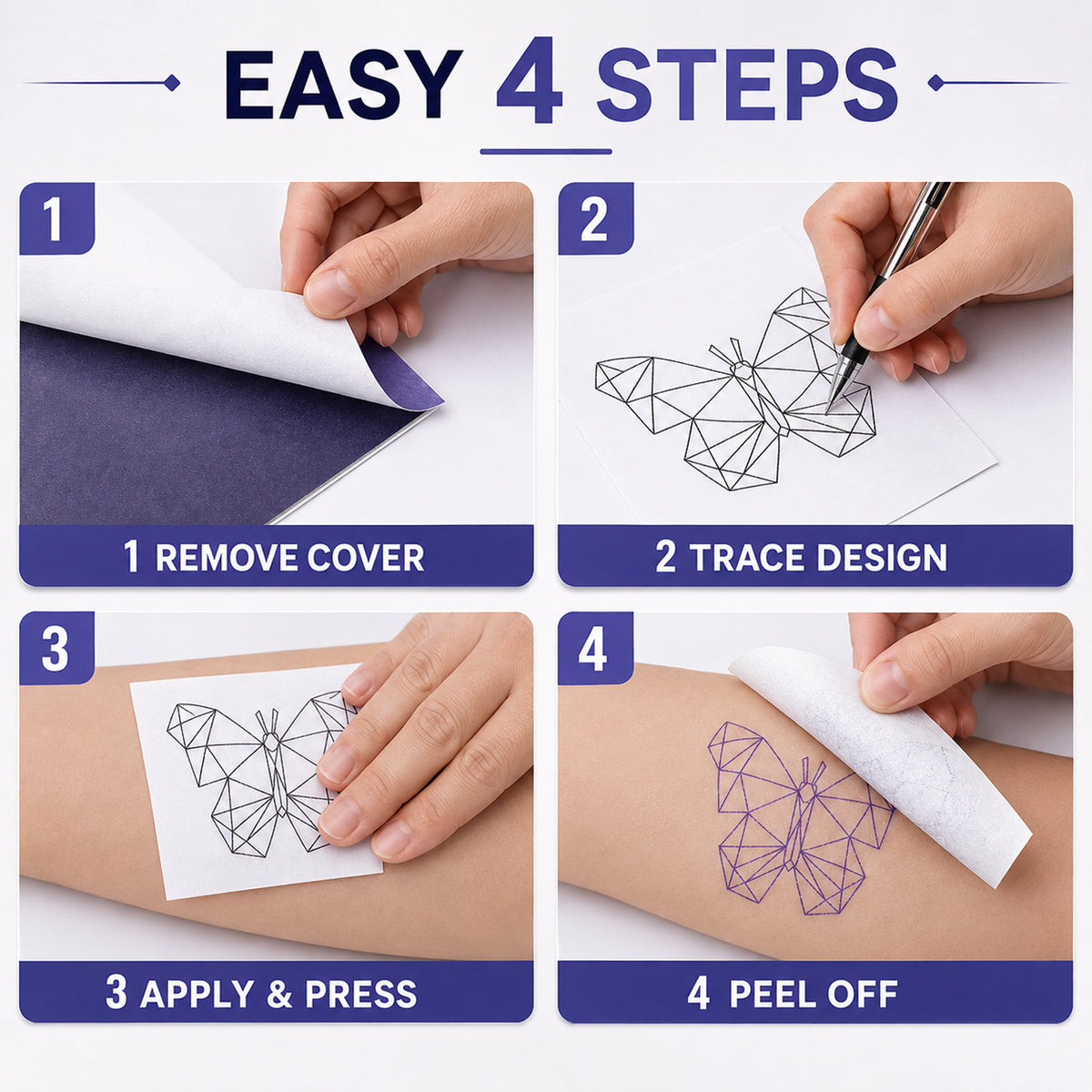 Transfer Paper Tattoo, 120 Sheets 4 Layers A4 Size Tattoo Stencil Printer Paper for Tattoo Supplies