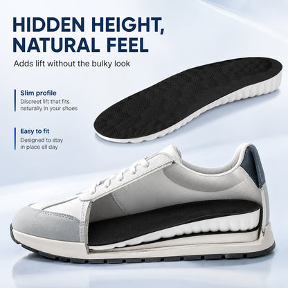 Height Increase Insoles for Men, 1.4 Inch Height Boosters, 4D Cloud Insoles with Memory Foam Cushioning, Trim-to-Fit Shoe Lifts for US Men’s Sizes 7.5-10.5, Black