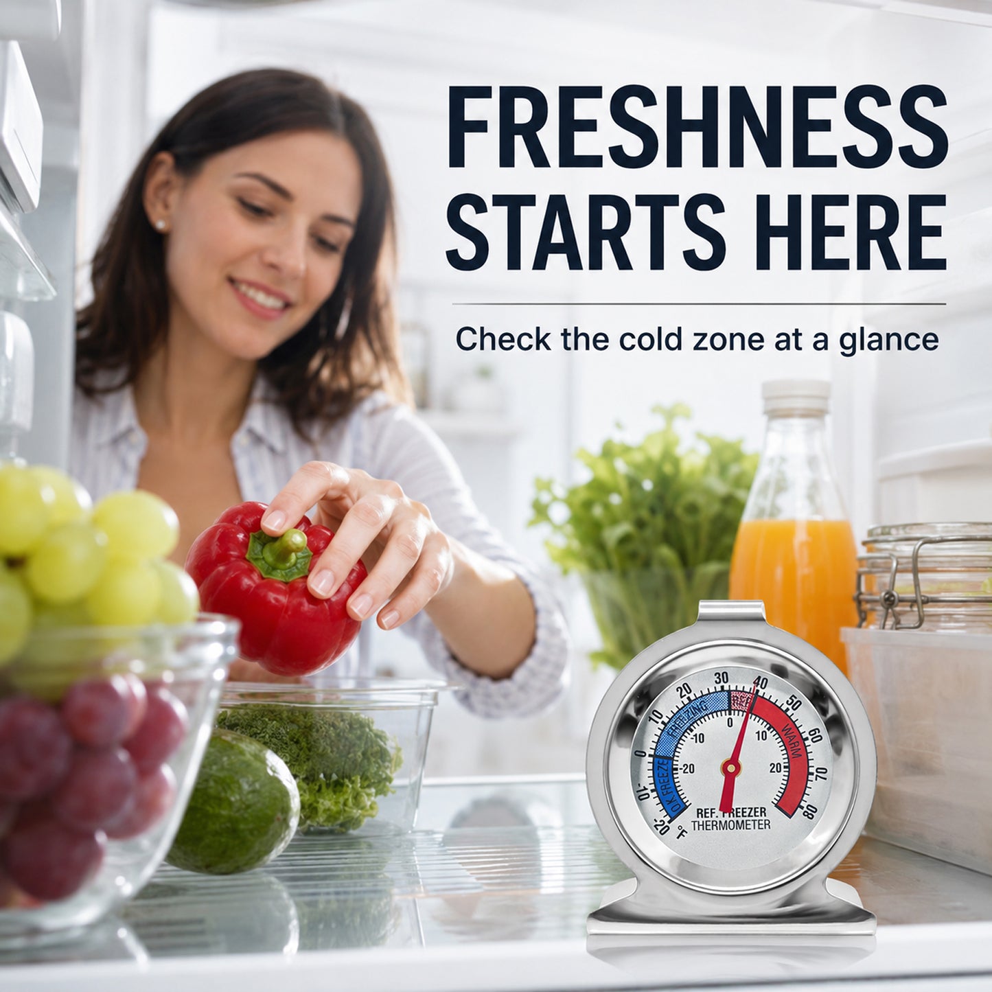 12 Pack Refrigerator Freezer Thermometer, Dual-Scale Large Dial Temperature Gauge with -30~30°C / -20~80°F Measuring Range, Precision Readings Thermometer for Fridge, Freezer and Cooler Daily