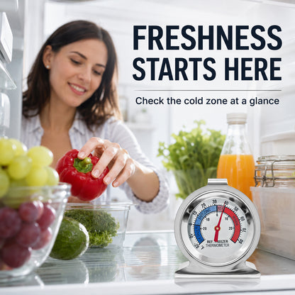 12 Pack Refrigerator Freezer Thermometer, Dual-Scale Large Dial Temperature Gauge with -30~30°C / -20~80°F Measuring Range, Precision Readings Thermometer for Fridge, Freezer and Cooler Daily