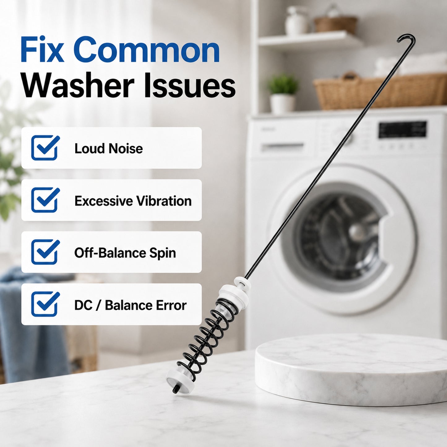 Washer Suspension Rods Kit 4 Pcs, Suspension Rods Compatible with Whirlpool Kenmore Maytag Washer Parts Replacement, Heavy Duty Repair Kit