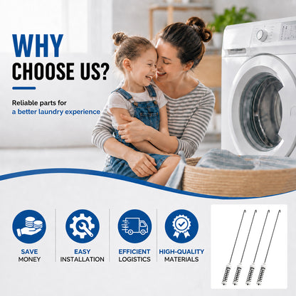Washer Suspension Rods Kit 4 Pcs, Suspension Rods Compatible with Whirlpool Kenmore Maytag Washer Parts Replacement, Heavy Duty Repair Kit