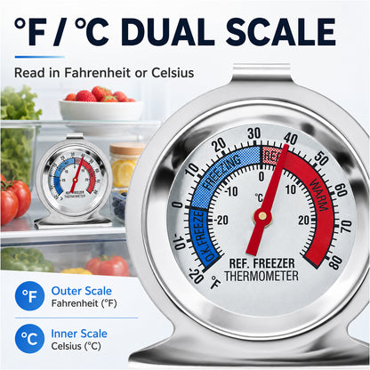 12 Pack Refrigerator Freezer Thermometer, Dual-Scale Large Dial Temperature Gauge with -30~30°C / -20~80°F Measuring Range, Precision Readings Thermometer for Fridge, Freezer and Cooler Daily